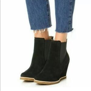 Splendid Black Suede Tara Wedge Booties Size 8